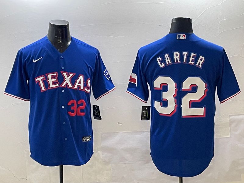 Men Texas Rangers #32 Carter Blue Game 2025 Nike MLB Jersey style 2